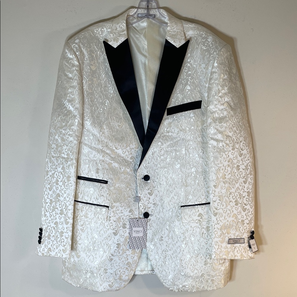 NWT. VINCI Men's Floral Jacquard Tuxedo Jacket. Large